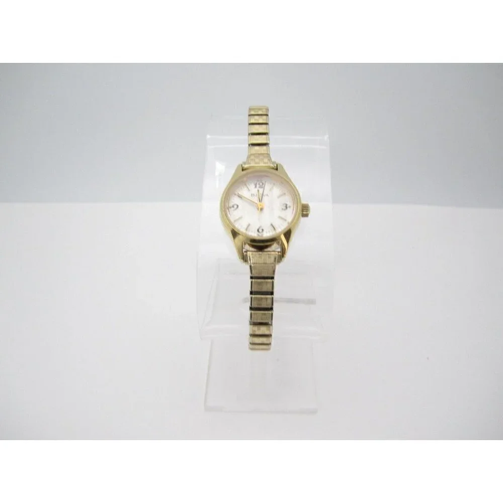 Women Bulova Hand Wind Mechanical Analog 24mm Dial Causal Round Watch (F855)